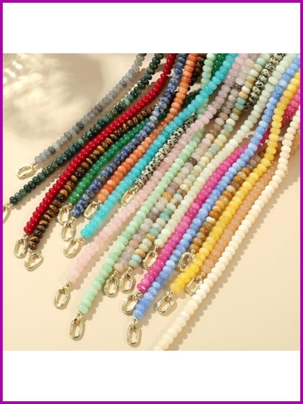 Beaded Gemstone Choker Necklace Handmade Natural Stone Boho Layering Jewelry - Picture 5 of 6